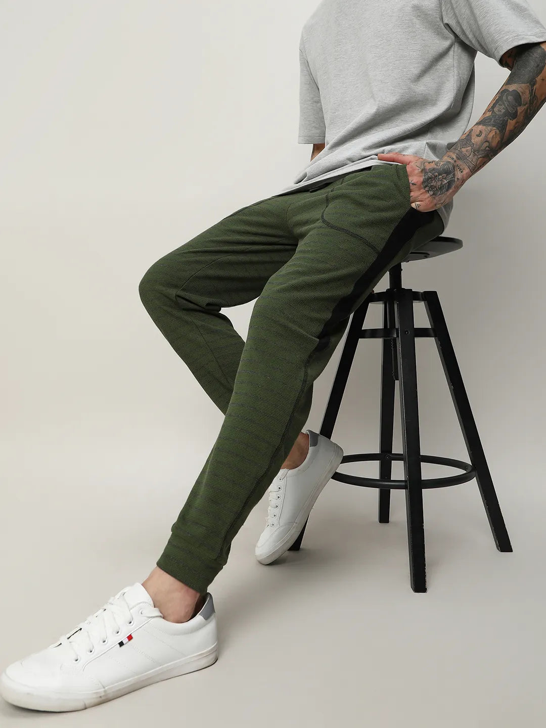 Campus Sutra Striped Trackpants