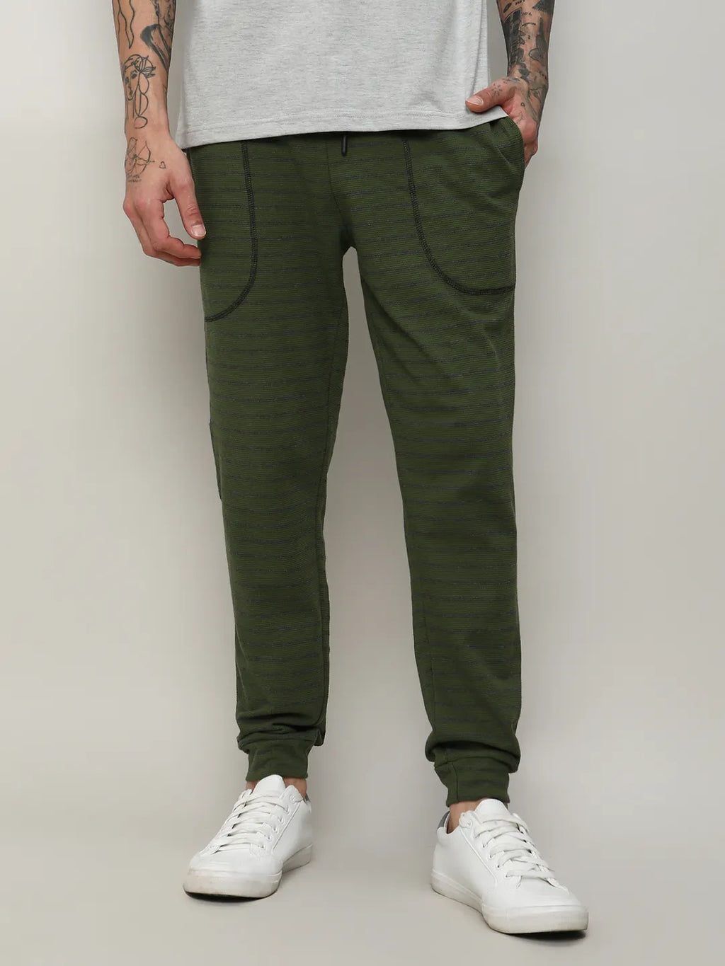 Campus Sutra Striped Trackpants