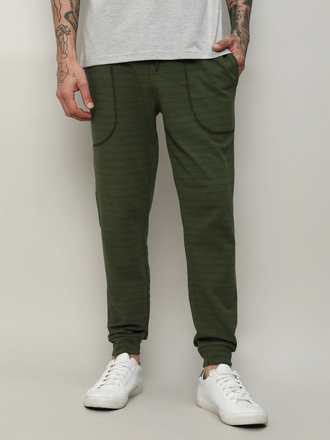 Campus Sutra Striped Trackpants