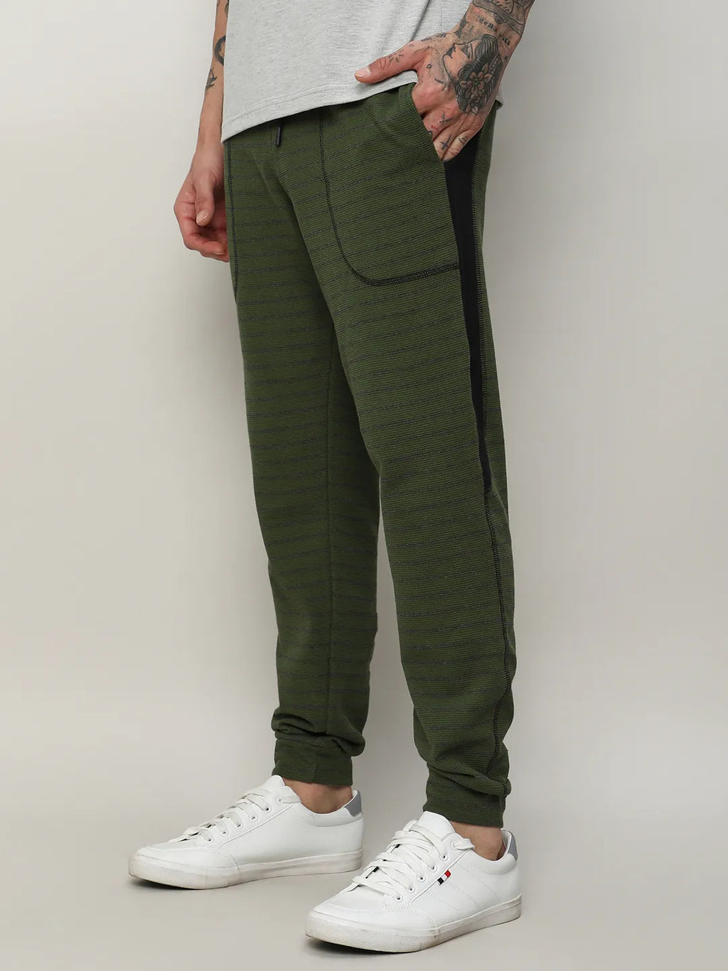 Campus Sutra Striped Trackpants