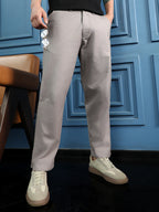 Campus Sutra Linen-Blend Chino Trousers