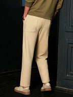 Campus Sutra Men's Beige Relaxed Fit Knit Trousers