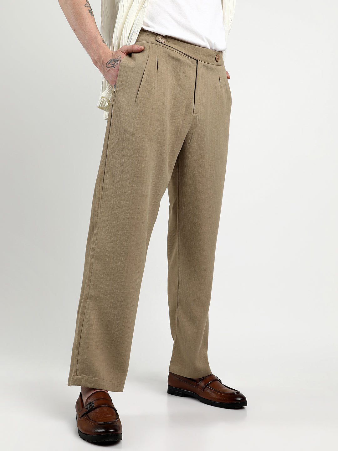 Campus Sutra Lightweight - Tailored Linen-Blend Trousers