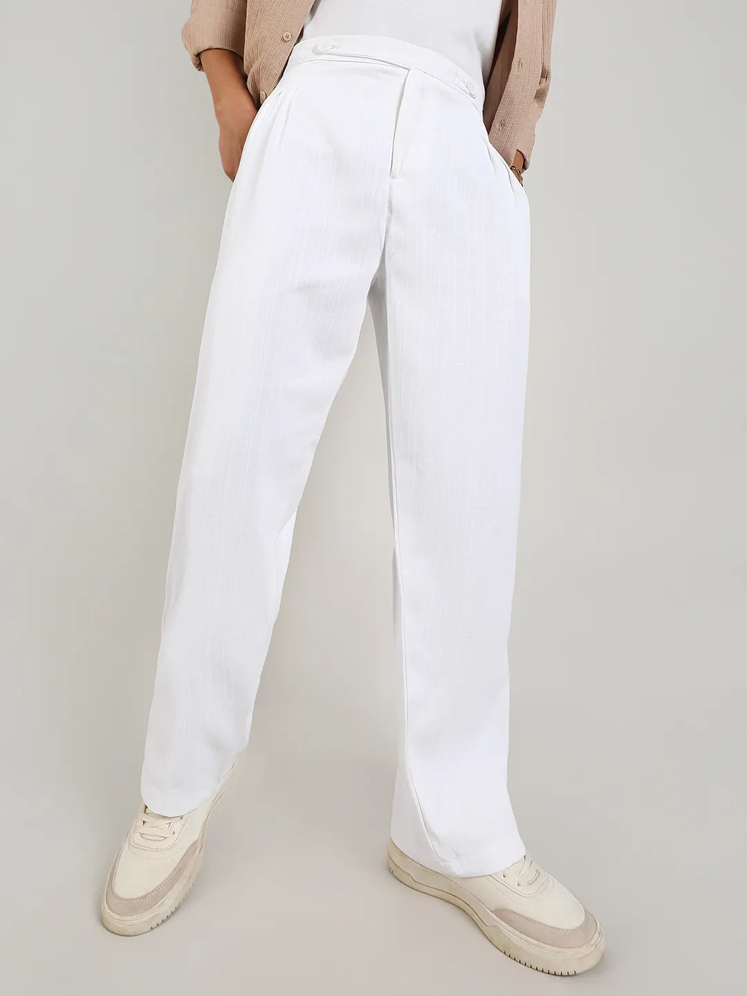 Campus Sutra Lightweight - Tailored Linen-Blend Trousers