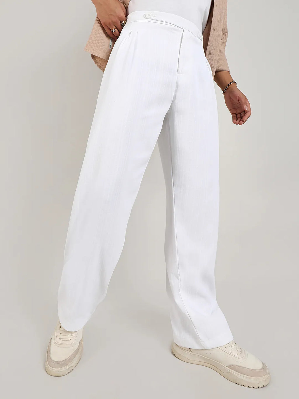 Campus Sutra Lightweight - Tailored Linen-Blend Trousers