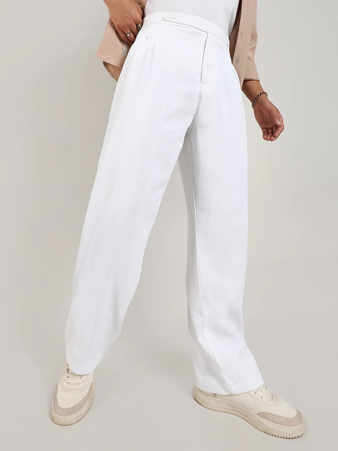 Campus Sutra Lightweight - Tailored Linen-Blend Trousers