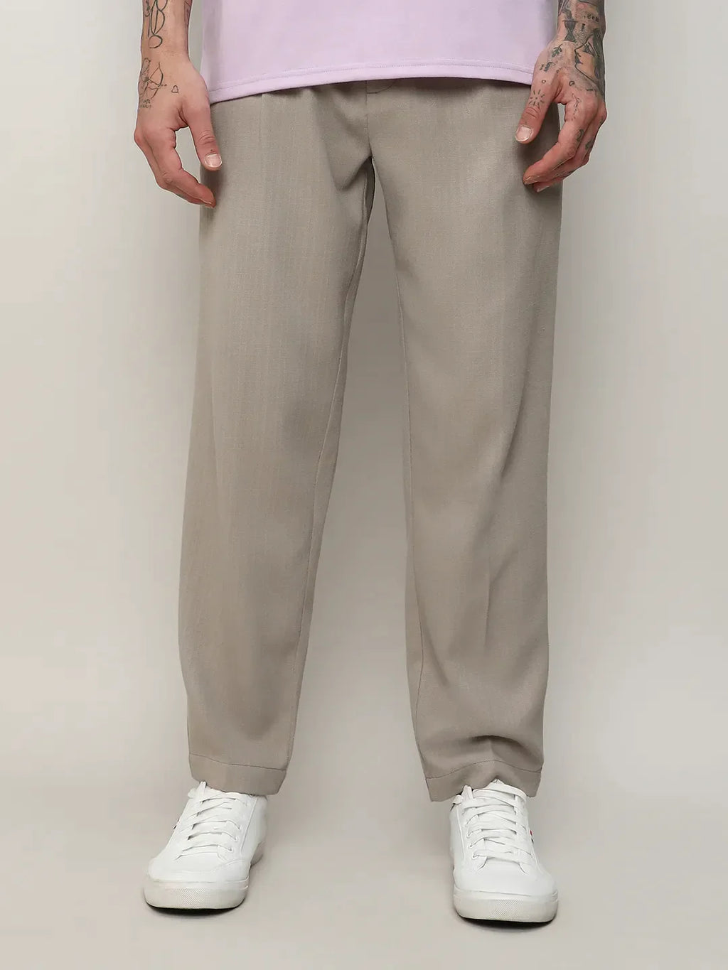 Campus Sutra Solid Tailored Trousers