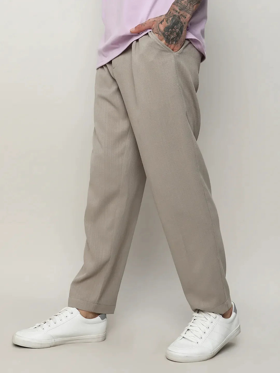Campus Sutra Solid Tailored Trousers