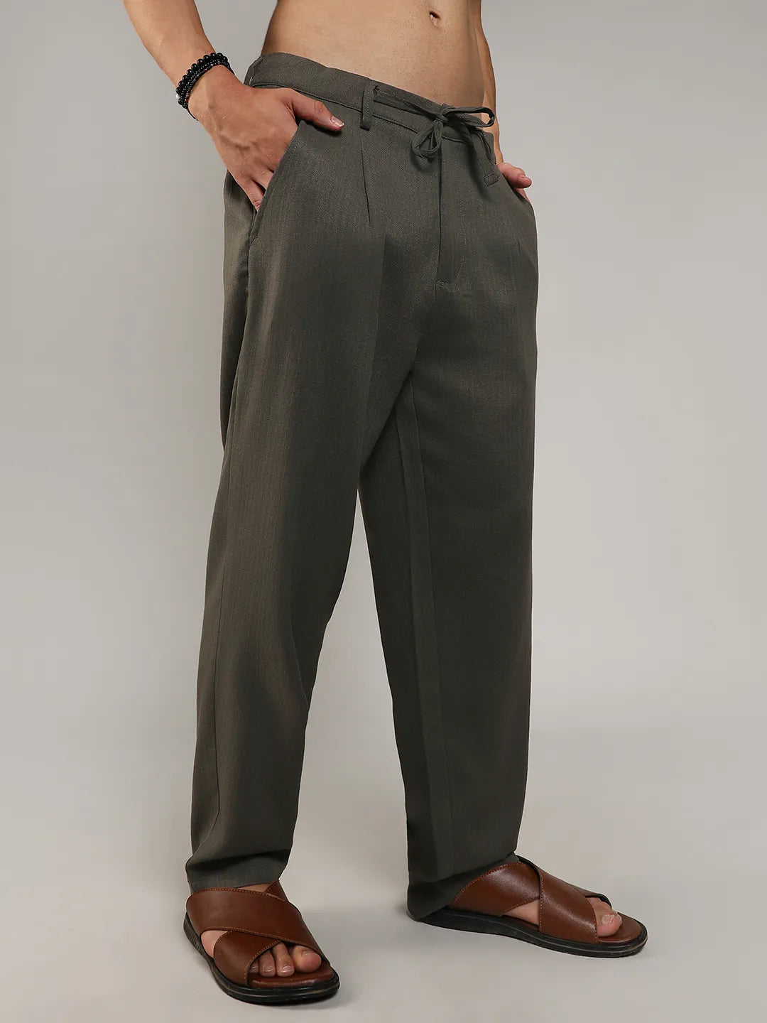Campus Sutra Lightweight - Tailored Linen-Blend Trousers