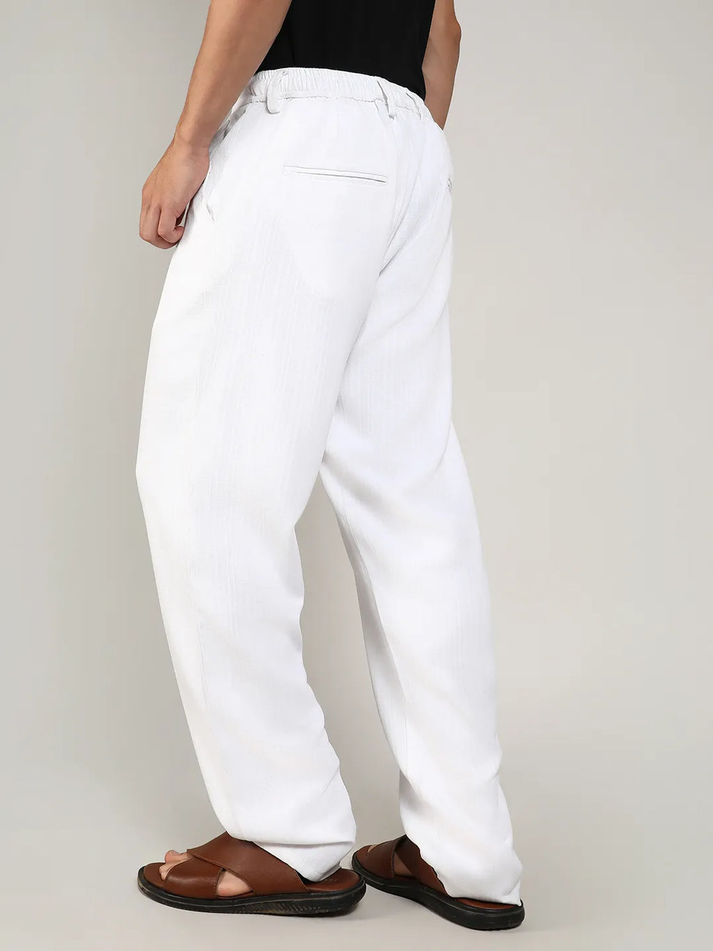Campus Sutra Tailored Linen-Blend Trousers