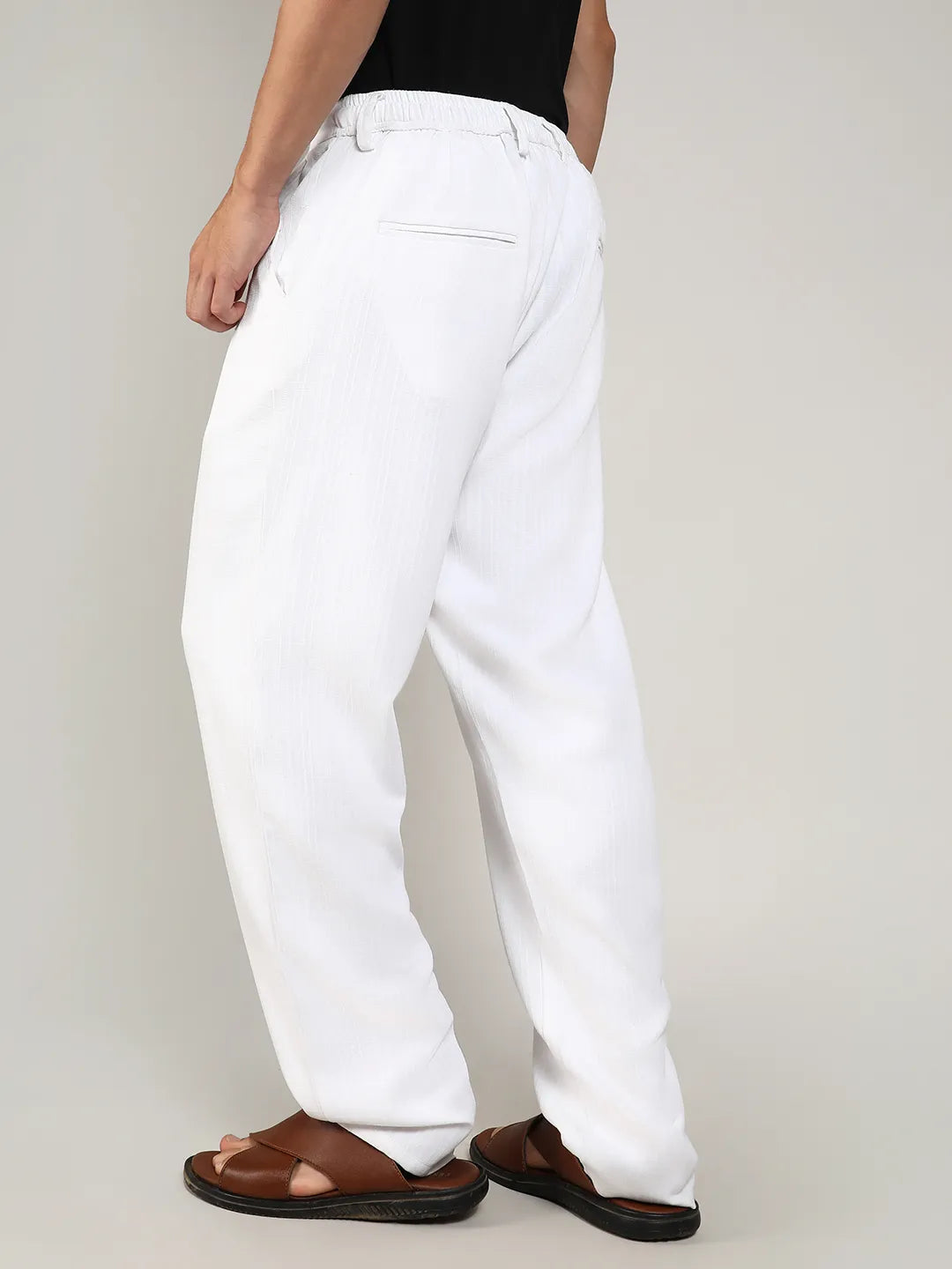Campus Sutra Tailored Linen-Blend Trousers