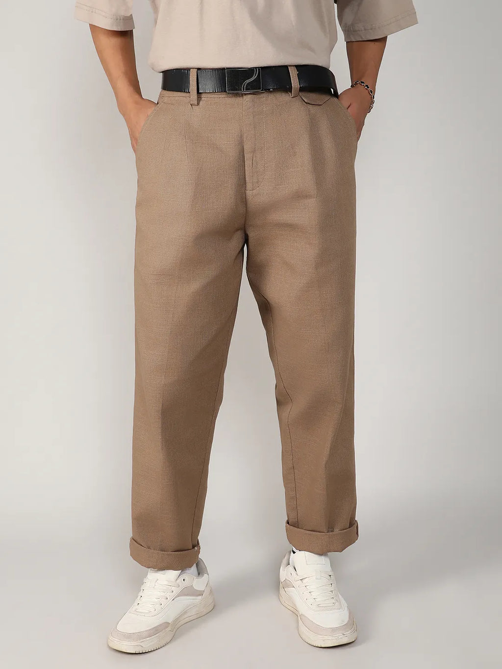 Campus Sutra Lightweight - Tailored Linen-Blend Trousers