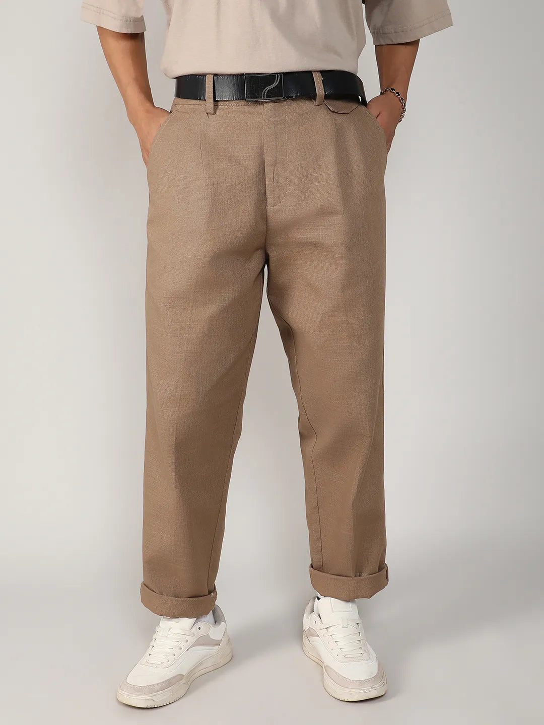 Campus Sutra Lightweight - Tailored Linen-Blend Trousers