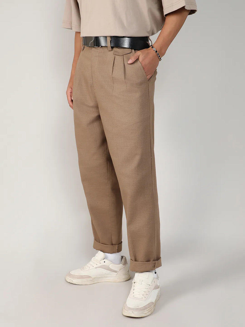 Campus Sutra Lightweight - Tailored Linen-Blend Trousers
