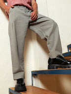 Campus Sutra Tailored Linen-Blend Trousers