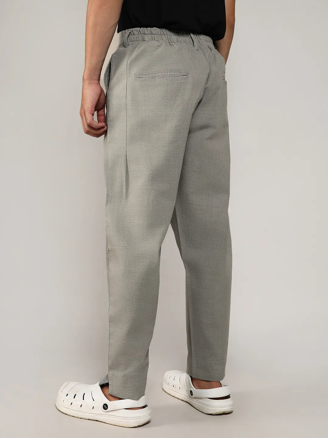 Campus Sutra Tailored Linen-Blend Trousers