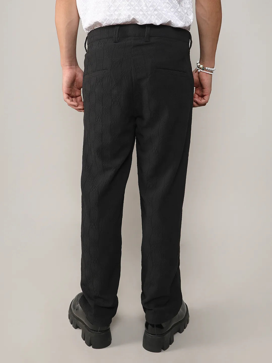 Campus Sutra Lightweight - Creased-Check Trousers