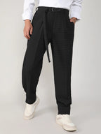 Campus Sutra Lightweight - Textured Graph Check Trousers