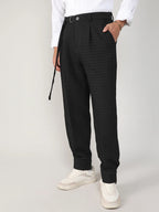 Campus Sutra Lightweight - Textured Graph Check Trousers