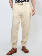 Campus Sutra Lightweight - Textured Cuff-Hem Trousers