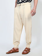 Campus Sutra Lightweight - Textured Cuff-Hem Trousers