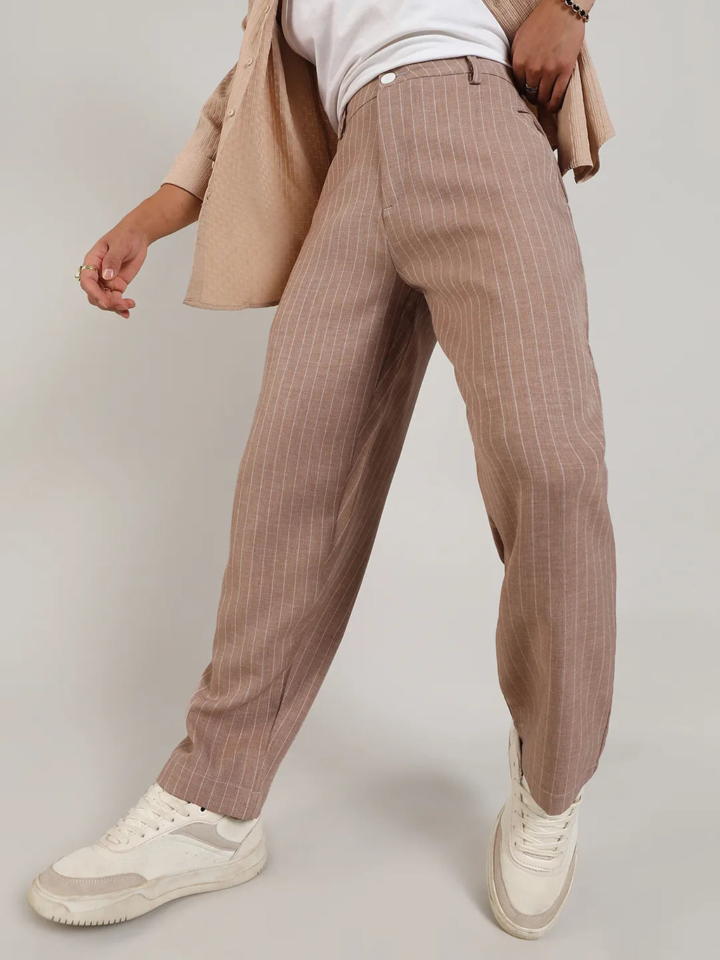 Campus Sutra Lightweight - Pinstriped Trousers