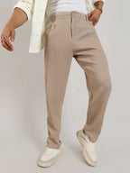 Campus Sutra Lightweight - Textured Graph Check Trousers
