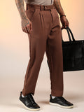 Campus Sutra Slim-Fit Pleated Trousers