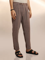 Campus Sutra Lightweight - Striped Tailored Trousers