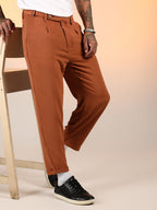Campus Sutra Cuffed Pleated Trousers