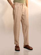 Campus Sutra Lightweight - Solid Pleated Trousers