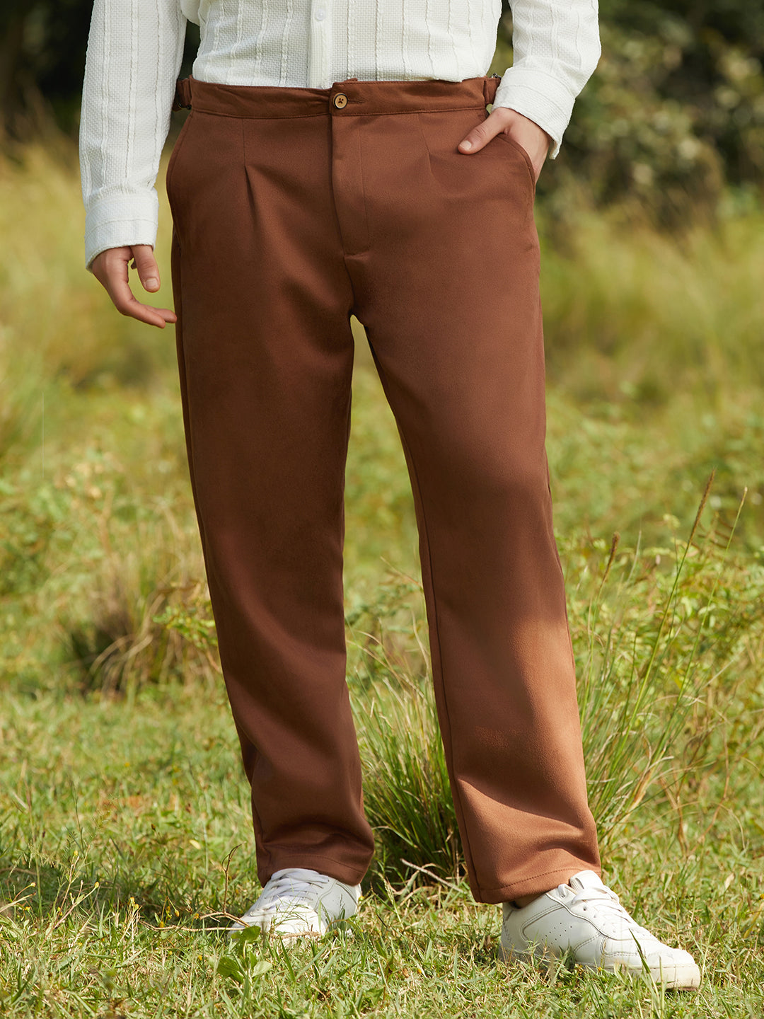 Campus Sutra Tailored Suede Trousers