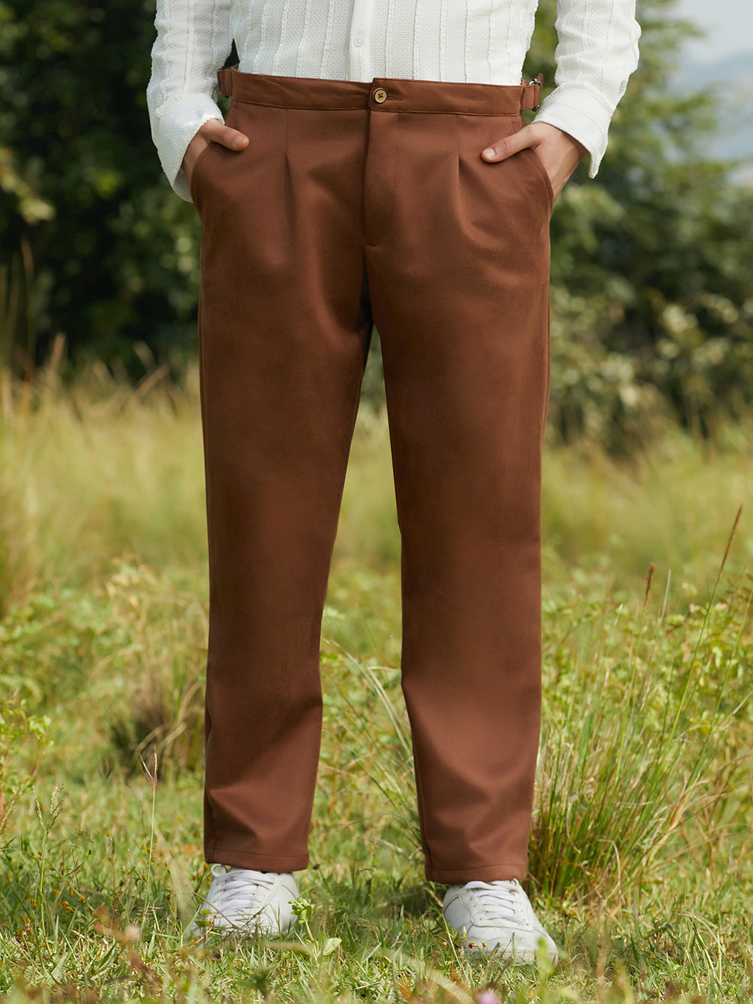 Campus Sutra Tailored Suede Trousers