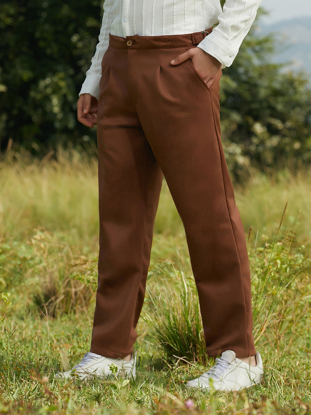 Campus Sutra Tailored Suede Trousers