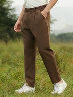 Campus Sutra Lightweight - Pleated Suede Trousers