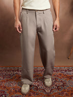 Campus Sutra Panelled-Straight Trousers