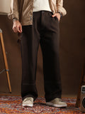 Campus Sutra Contrast-Stitch Straight Trousers