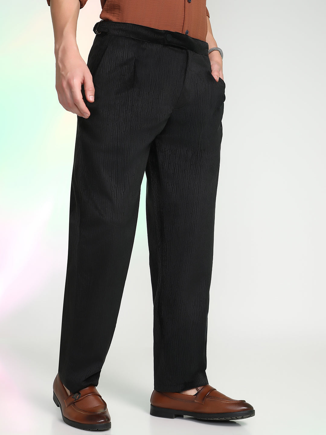 Campus Sutra Lightweight - Veined Tailored Trousers