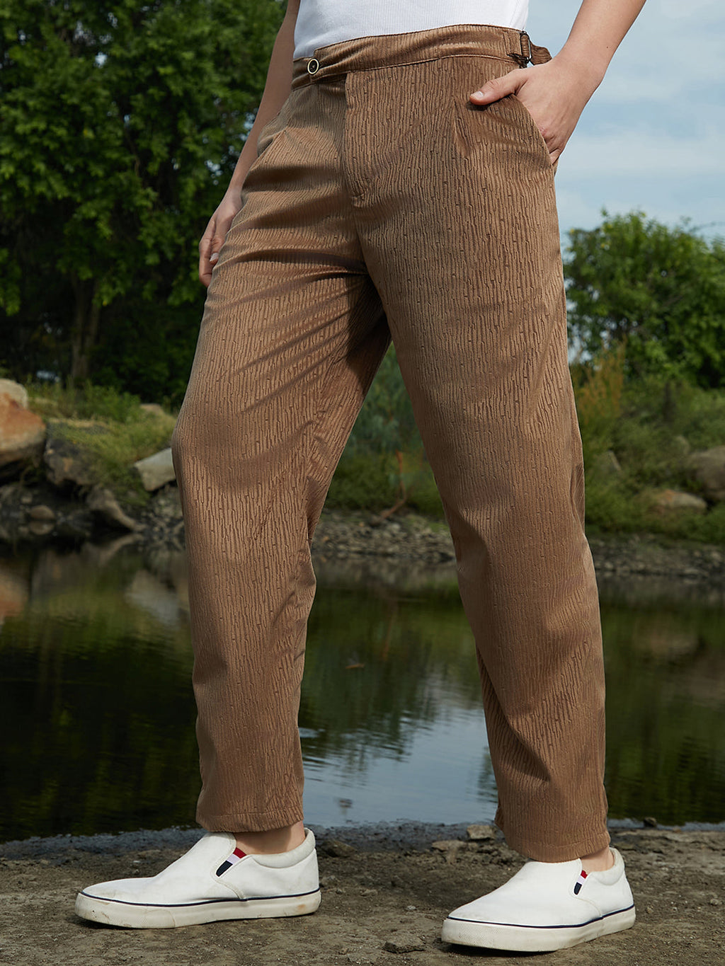 Campus Sutra Veined Tailored Trousers