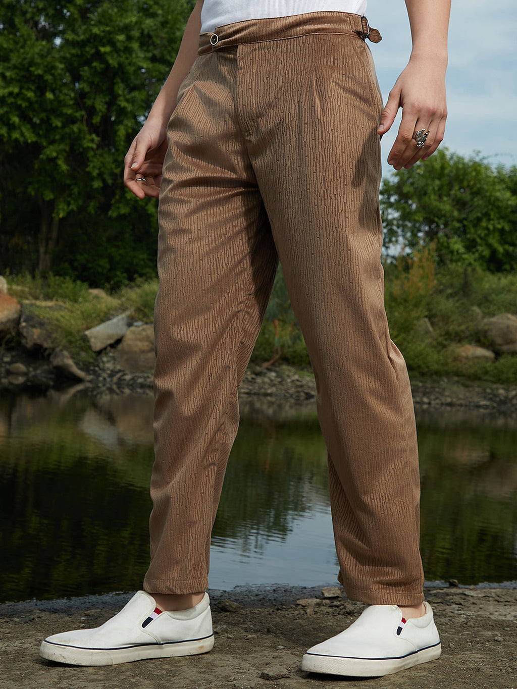 Campus Sutra Veined Tailored Trousers