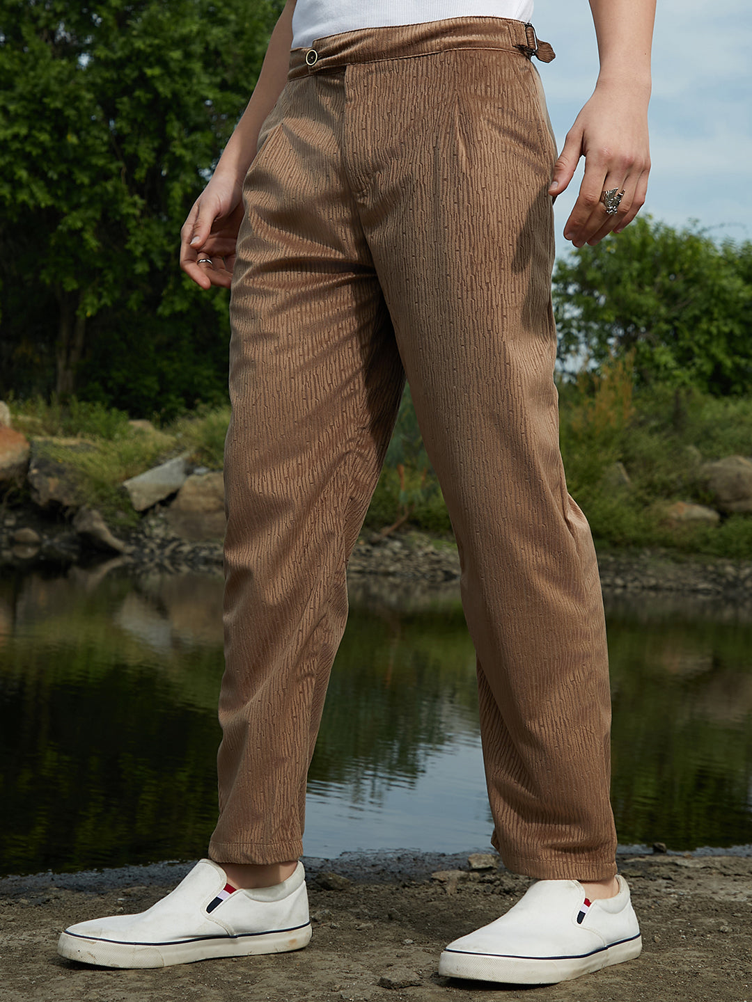 Campus Sutra Veined Tailored Trousers