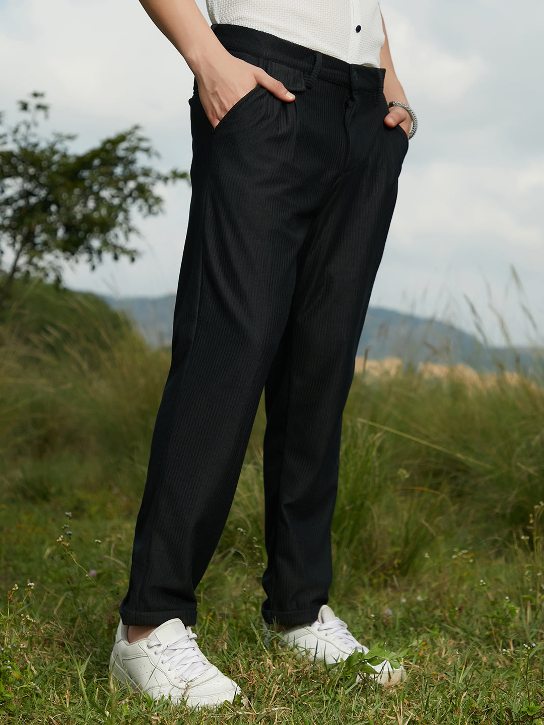Campus Sutra Corduroy Tailored Trousers