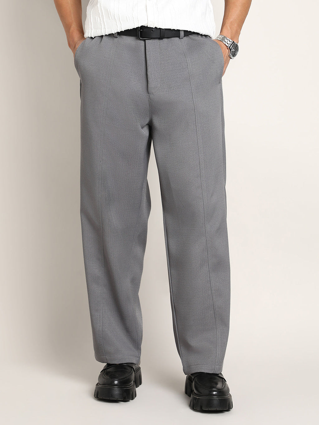 Campus Sutra Lightweight - Relaxed-Panel Tailored Trousers