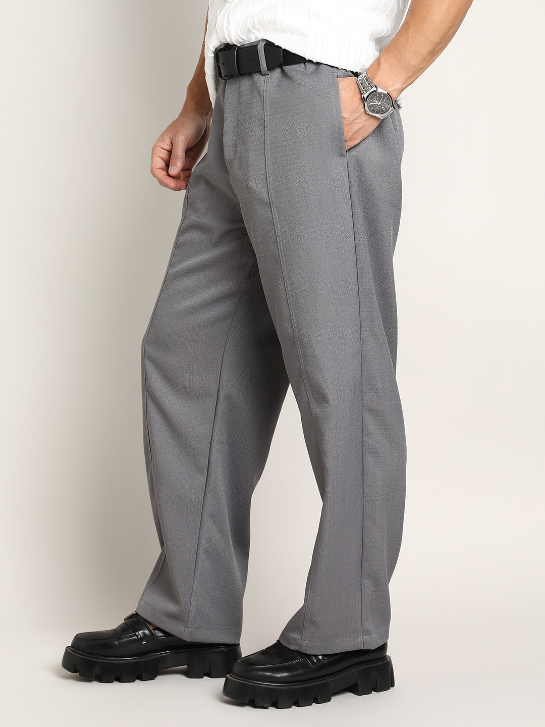 Campus Sutra Lightweight - Relaxed-Panel Tailored Trousers
