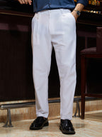 Campus Sutra Ribbed-Pleated Chino Trousers