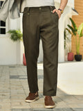 Campus Sutra Ribbed-Pleated Chino Trousers