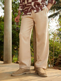 Campus Sutra Lightweight - Straight Pleated Trousers