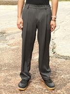 Campus Sutra Pleated Straight-Fit Tailoured Trousers