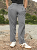 Campus Sutra Pleated Straight-Fit Tailoured Trousers