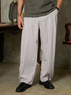 Campus Sutra Lightweight - Straight-Cuffed Pleated Trousers